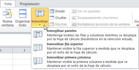Fijar las primeras filas-columnas en Excel: Inmovilizar paneles