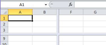 Dividir la ventana de Excel en cuatro paneles