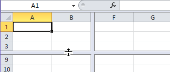 Dividir la ventana de Excel : cambiar las dimensiones de los paneles horizontales